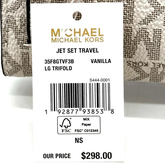 Michael Kors Large trifold Wallet Vanilla/Brown - Picture 7 of 7